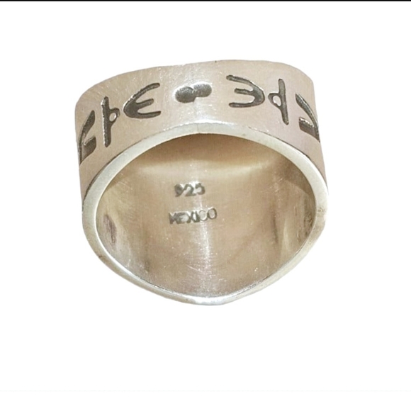 Authentic 925 Vintage Signed Mexico Sterling Silver Ring size 7 - Picture 4 of 6